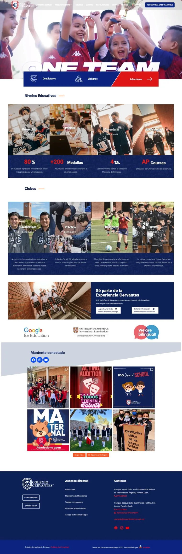 Portada del sitio web de Colegio Cervantes Torreón