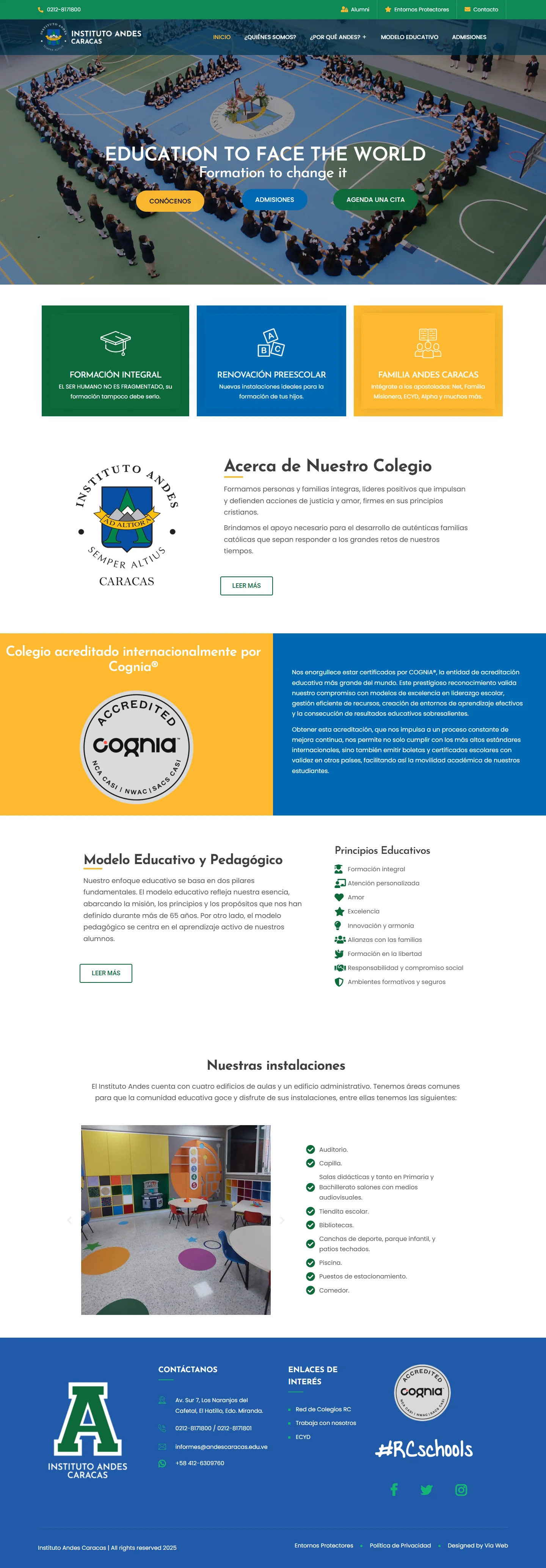 Portada del sitio web de Instituto Andes Caracas