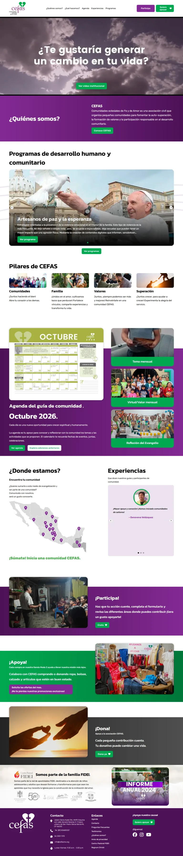 Portada del sitio web de Cefas