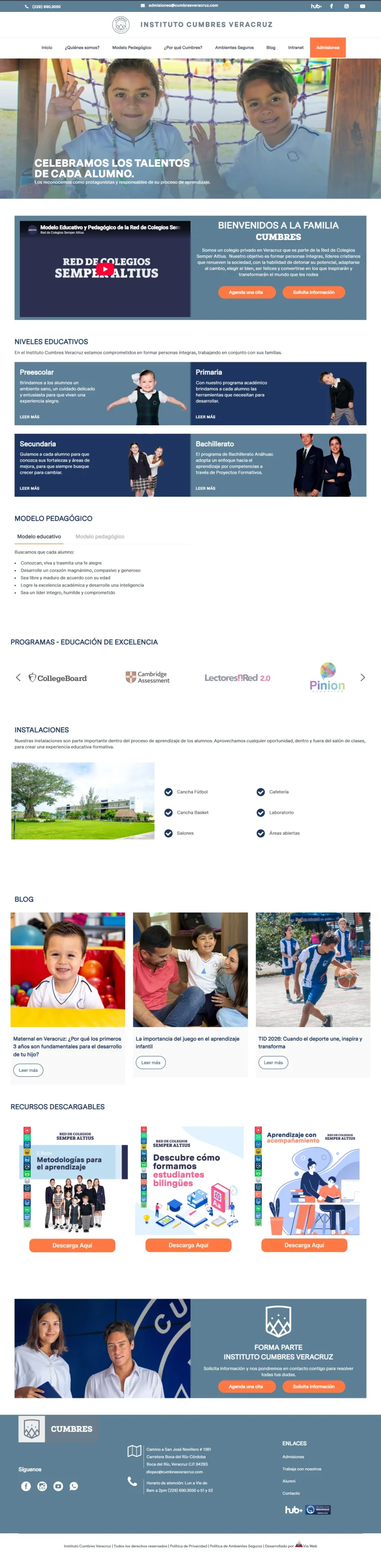 Portada del sitio web de Instituto Cumbres Veracruz
