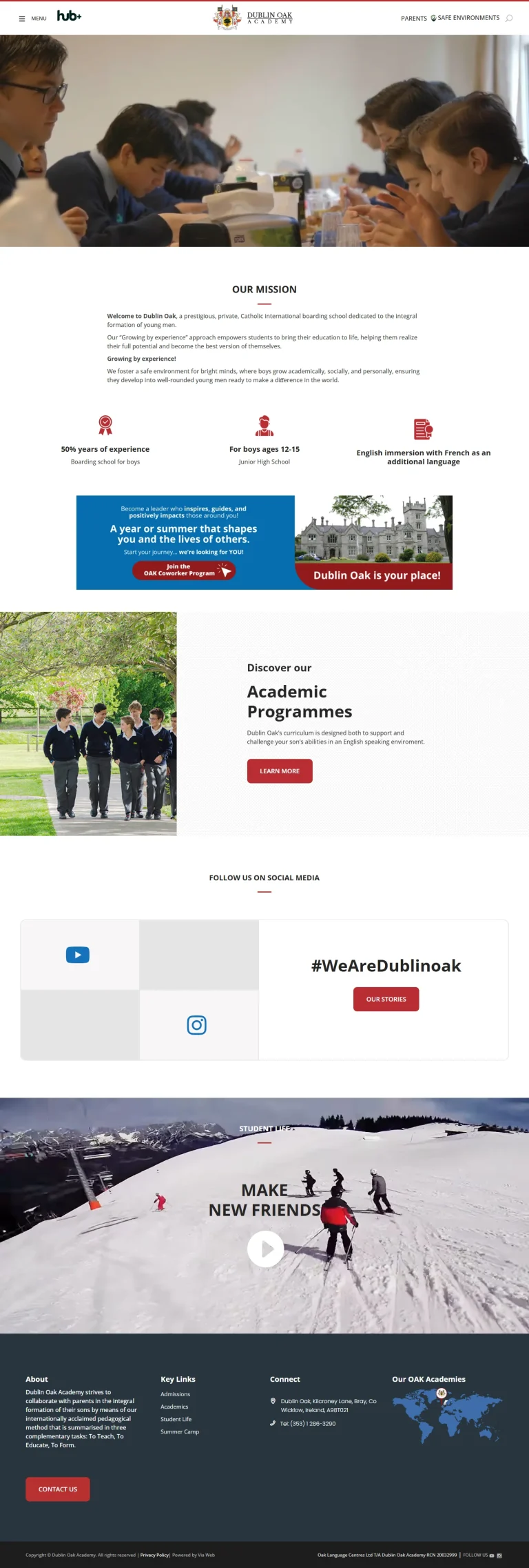 Portada del sitio web de Dublin Oak Academy