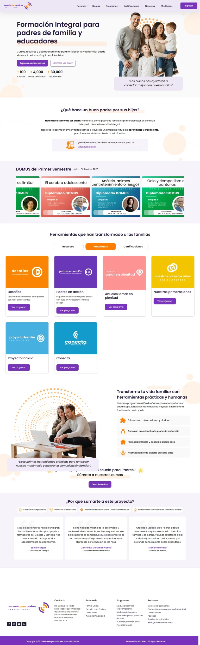 Portada de la plataforma Escuela para Padres