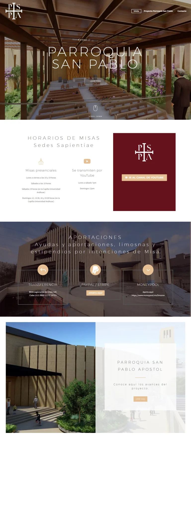 Portada de la plataforma de pagos Parroquia San Pablo